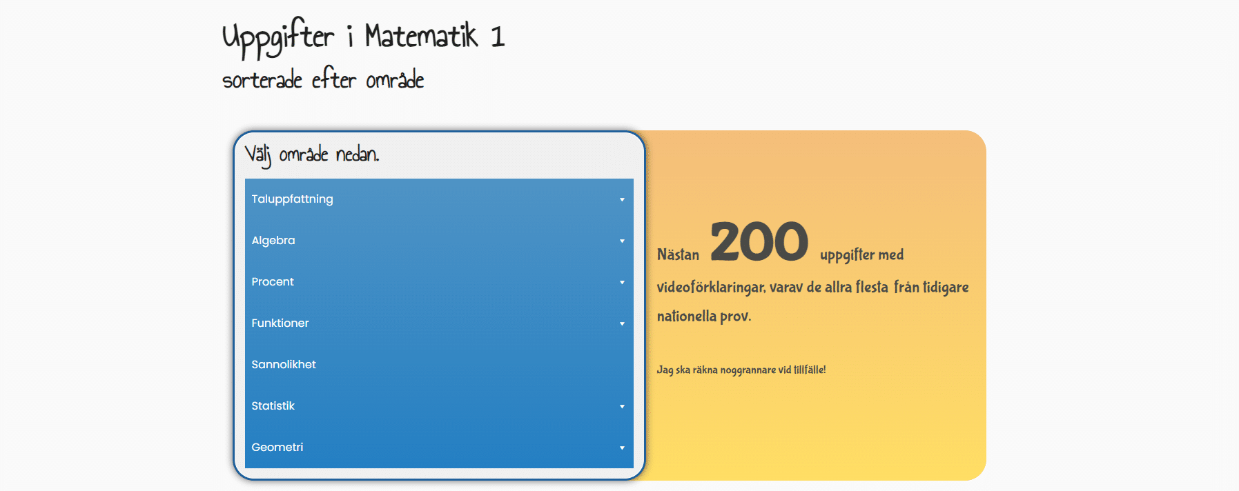 Uppgifter Från Tidigare Nationella Prov I Matematik 1 : Vidma ...